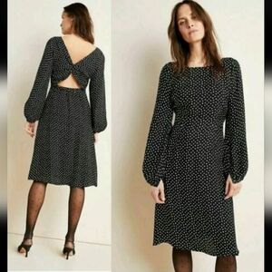 Anthropologie Agatha black & white polka dot dress size 14 NEW